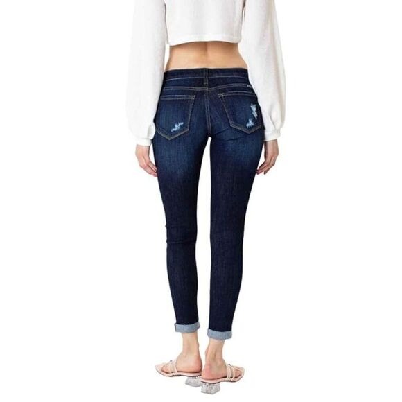 KanCan Los Angeles Mid Rise Ankle Skinny Jeans Distressed Women's Blue Size 3/25 - Picture 3 of 8